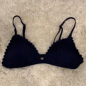 Dark blue scalloped bathing suit top